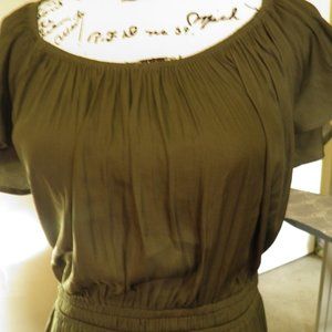 LOFT Silky pleated short sleeve dress